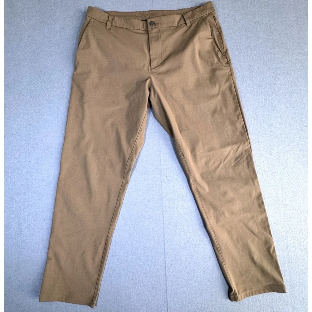 Lululemon Commission Slim Fit Pant Men 36 Khaki Warpstreme Chino Trousers 36x29